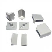 Комплект для плинтуса «Квадро» серый (2 заглушки, угол внешний, угол внутренний)